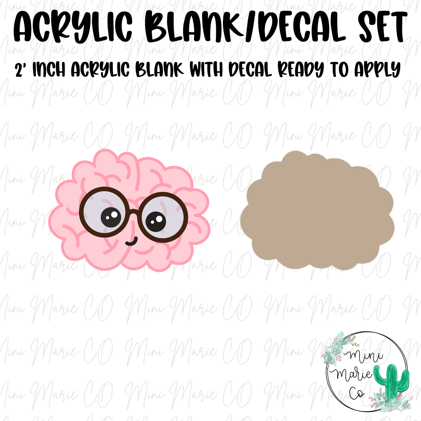 Cute Brain Acrylic Blank/Decal Set