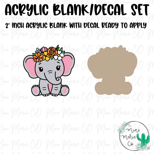 Flower Elephant Acrylic Blank/Decal Set