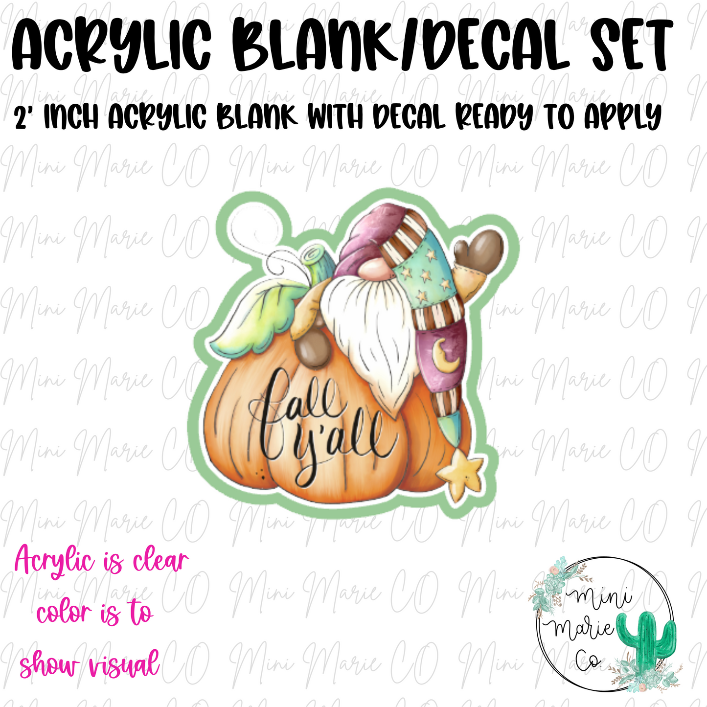 Fall Yall Gnome Acrylic Blank/Decal Set