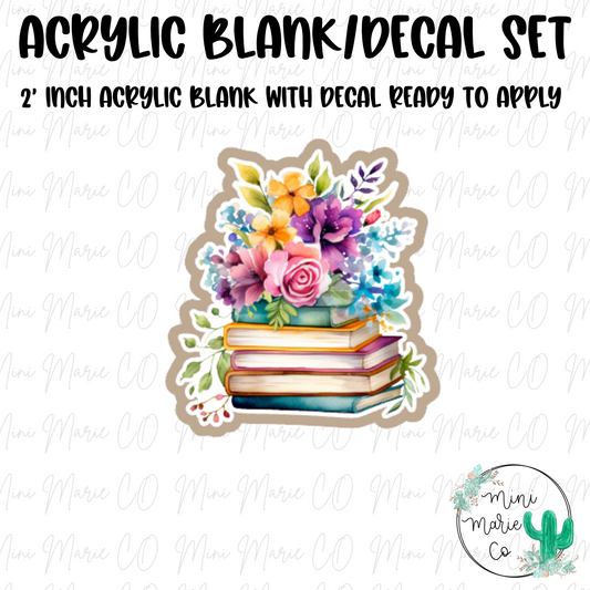 Flower Book Stack Acrylic Blank/Decal Set