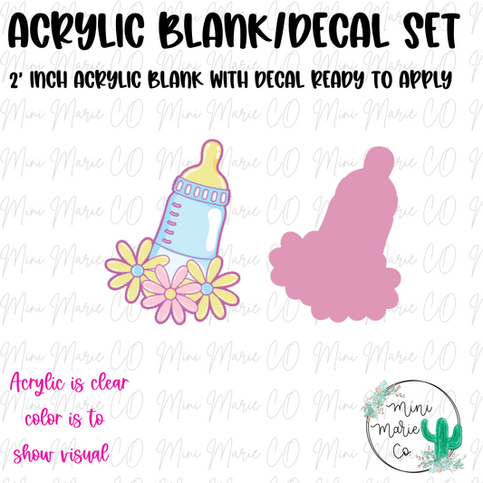 Floral Bottle Acrylic Blank/Decal Set