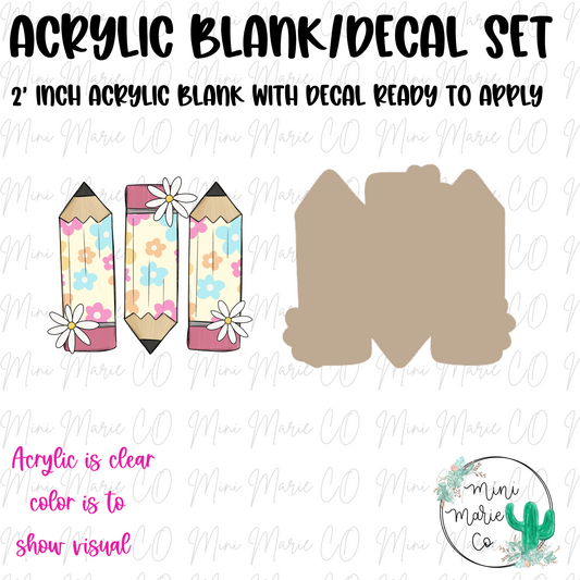Flower Pencil Acrylic Blank/Decal Set
