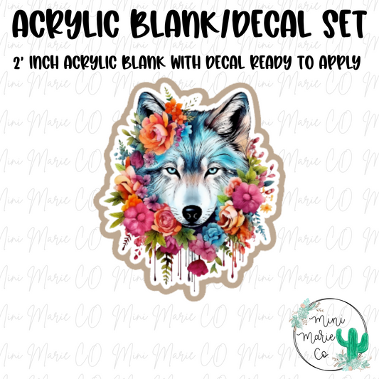 Flower Wolf Acrylic Blank/Decal Set