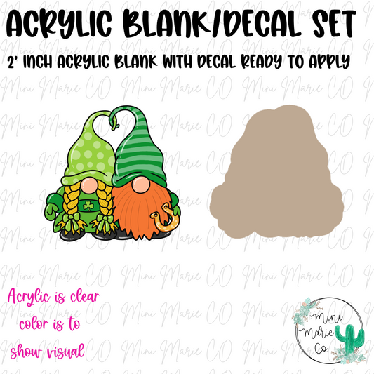 St. Patricks Gnome Duo Acrylic Blank/Decal Set