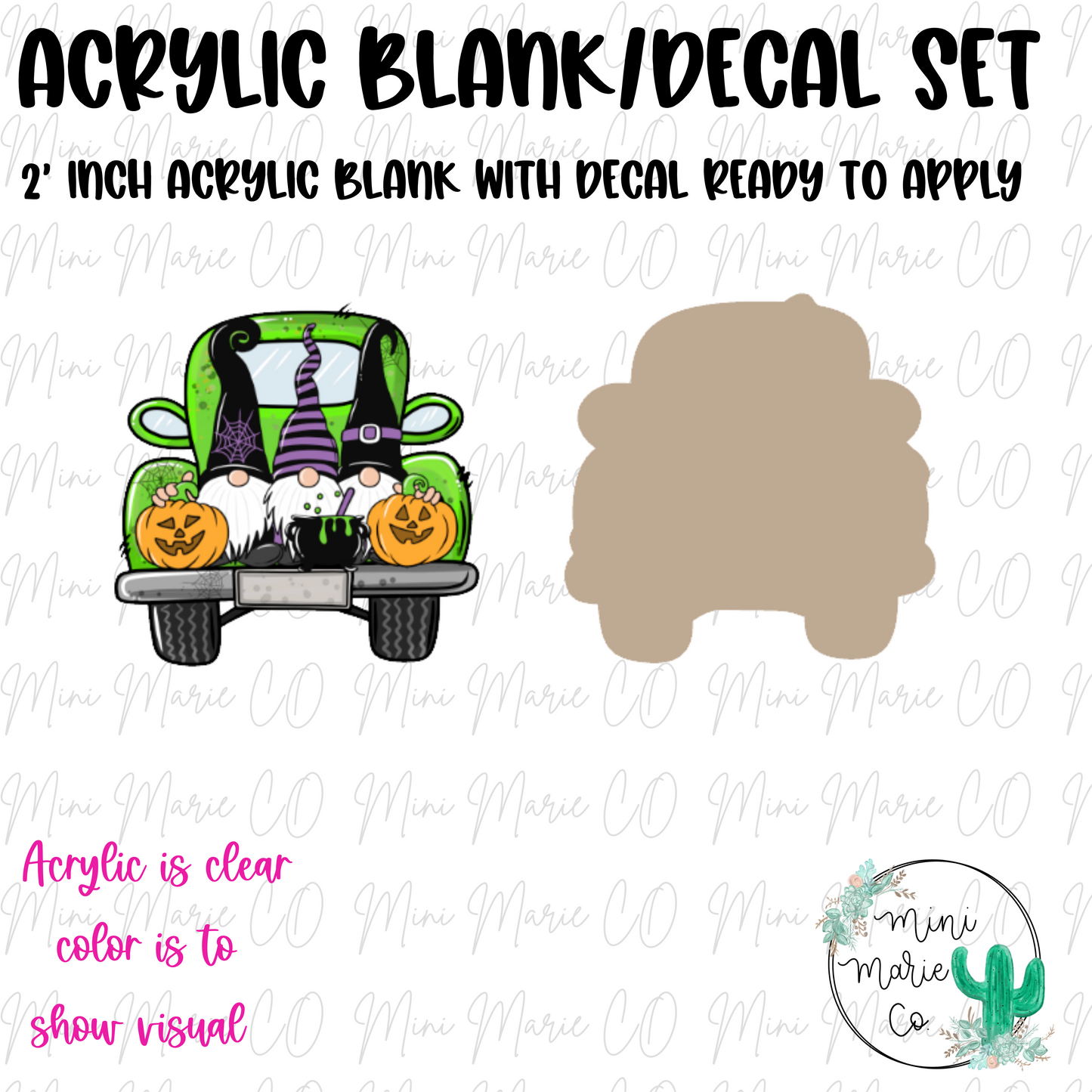 Gnome Halloween Truck Acrylic Blank/Decal Set