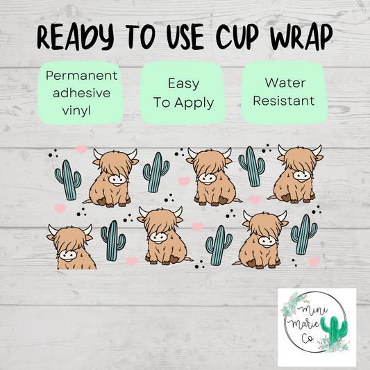 Highland Cows 16oz Libbey Glass Wrap