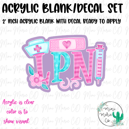 LPN Nurse Cap Verison Acrylic Blank/Decal Set
