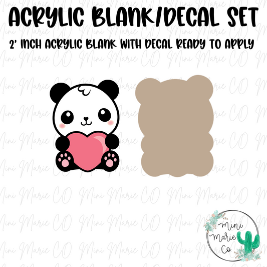 Panda Heart Acrylic Blank/Decal Set