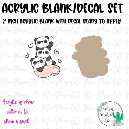 Panda Teacup Acrylic Blank/Decal Set
