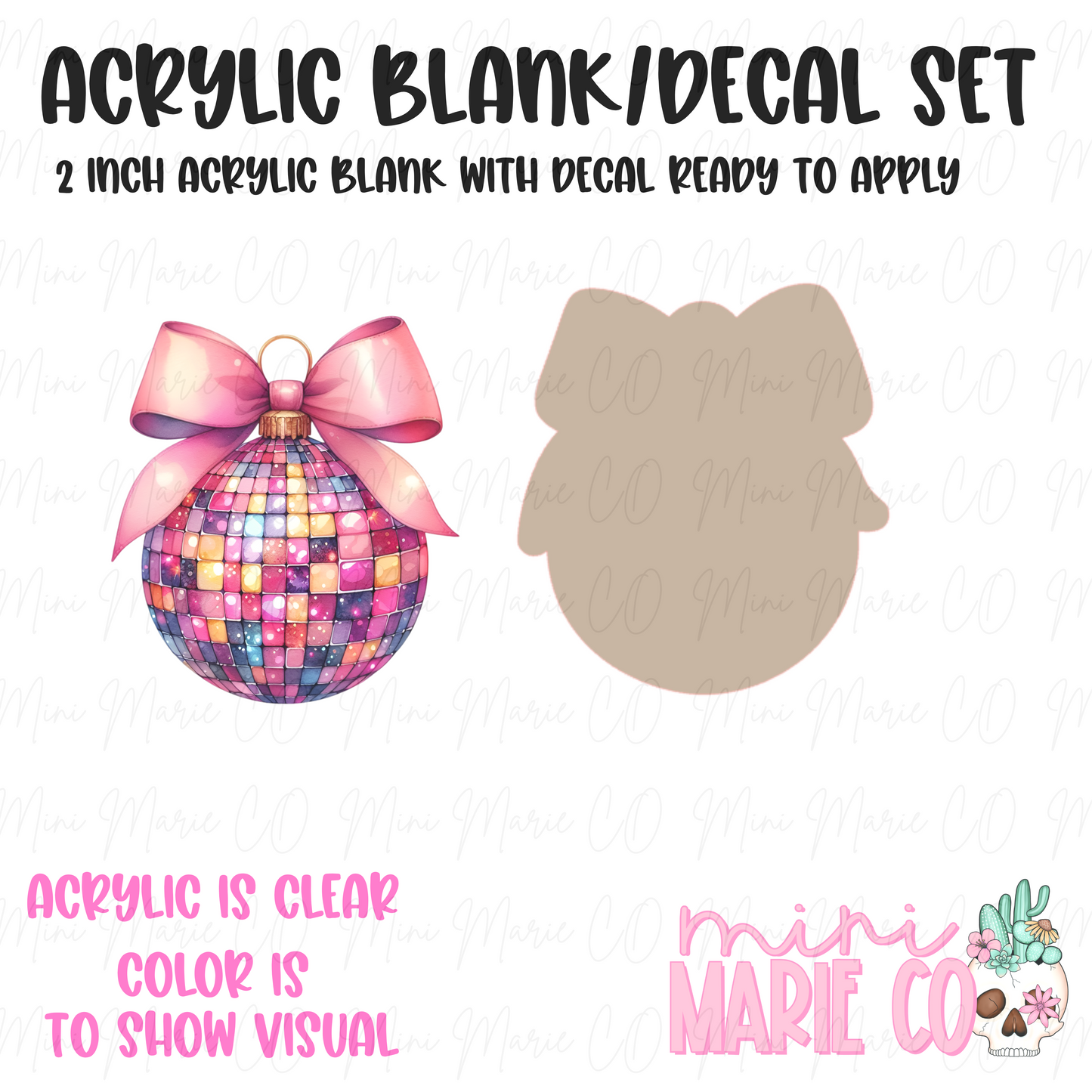 Pink Ornament Bow Blank/Decal Set