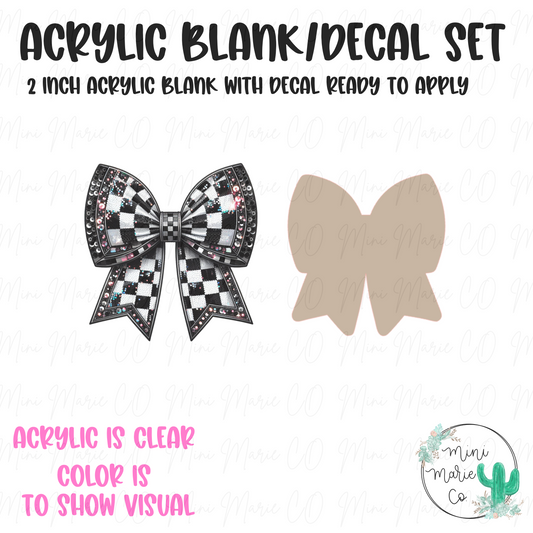 Checkered Bow Acrylic Blank/Decal Set