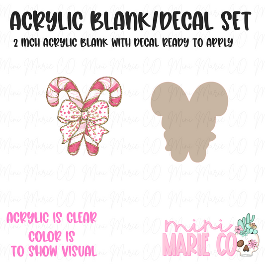 Candy Cane Bow Blank/Decal Set