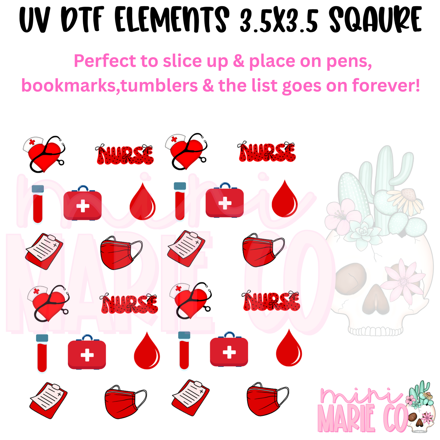 Nurse Red Element Square UV DTF