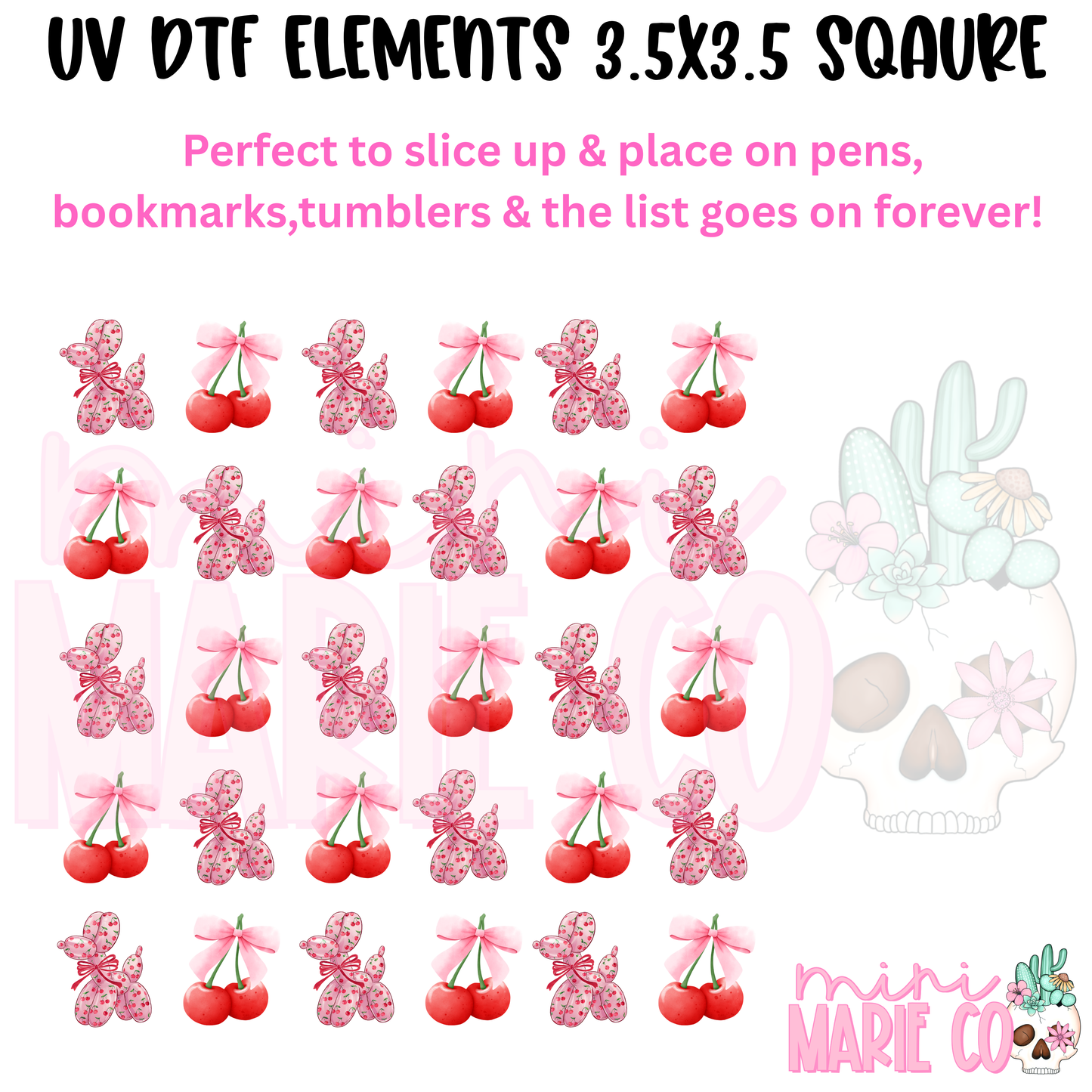 Cherry Balloon Dog Element  Square UV DTF