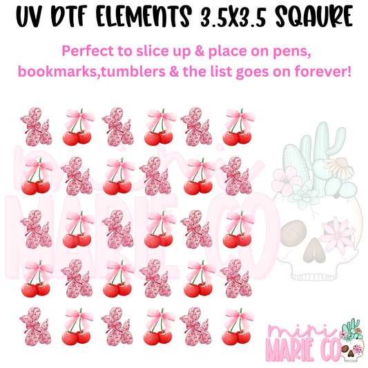 Cherry Balloon Dog Element  Square UV DTF