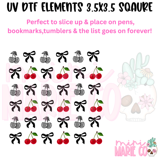 Checkered Cherry Element Square UV DTF