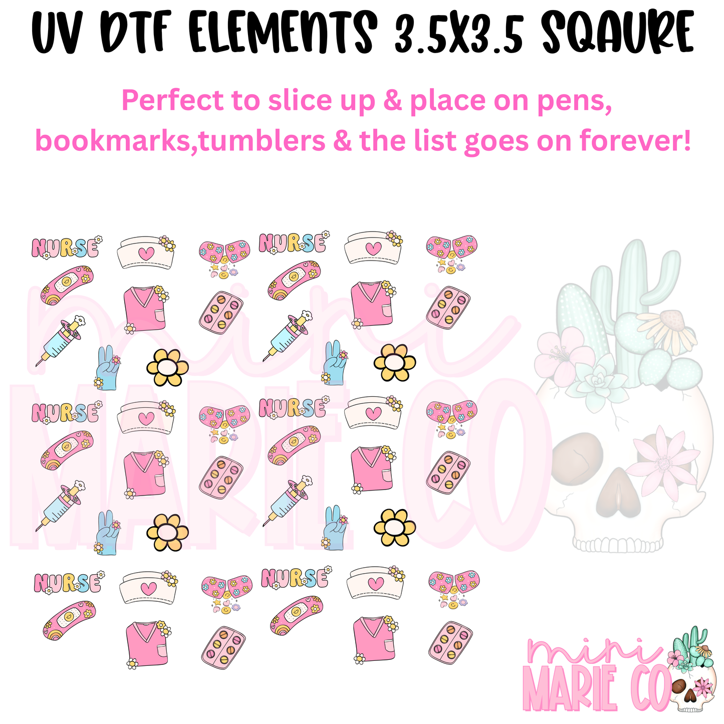 Cute Nurse Element Square UV DTF