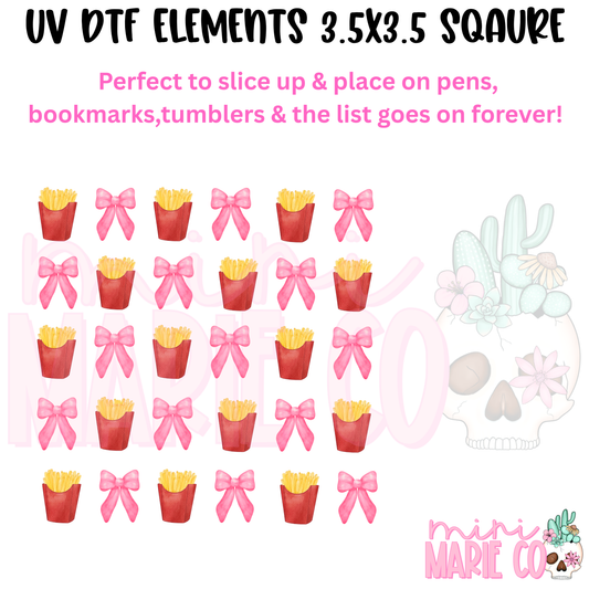 Fries and Bows Element  Square UV DTF