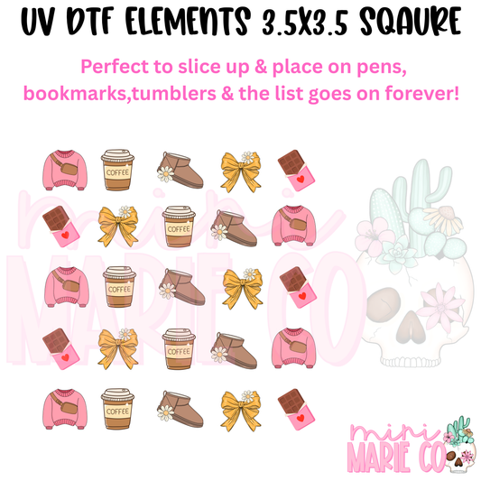 Cozy Girlie Element Square UV DTF