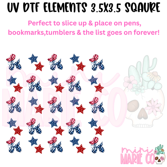 Fourth of July Dog Element  Square UV DTF