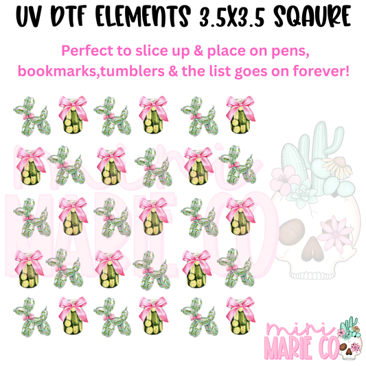 Pickle Balloon Dog Element  Square UV DTF