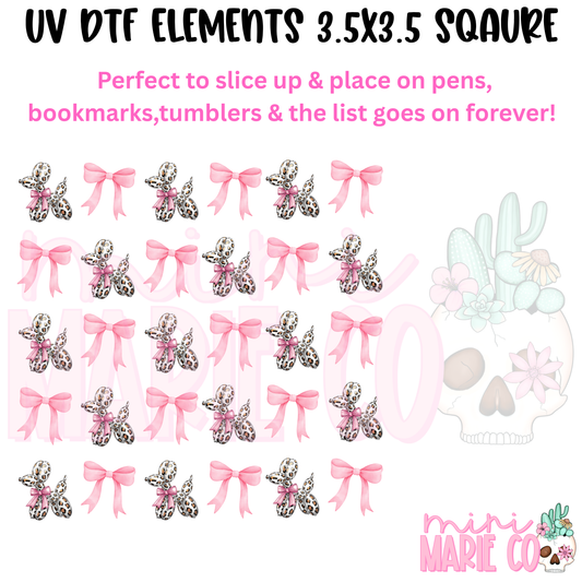 Leopard Balloon Dog Element  Square UV DTF