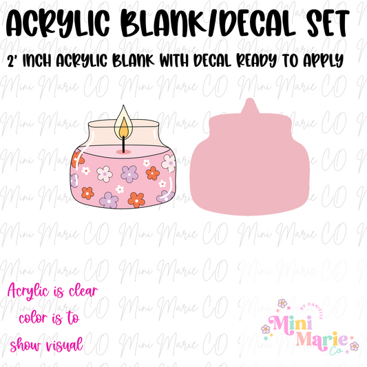 Pink Candle Acrylic Blank/Decal Set