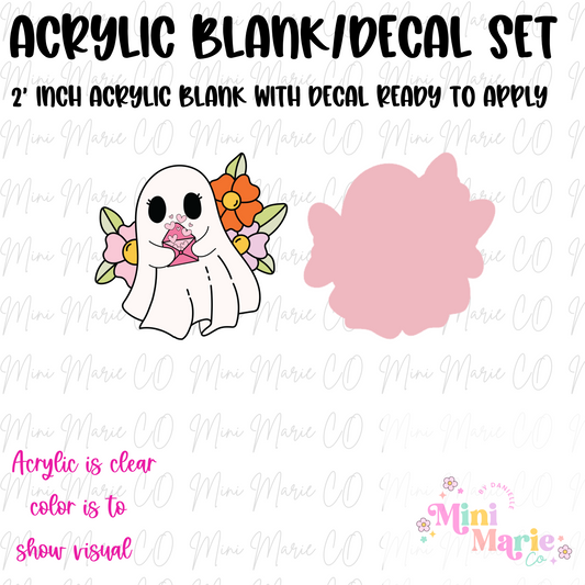 Flower Valentines Ghost Acrylic Blank/Decal Set