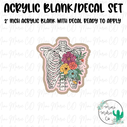 Floral Ribcage Acrylic Blank/Decal Set