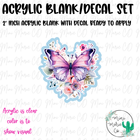 Purple Butterfly Acrylic Blank/Decal Set
