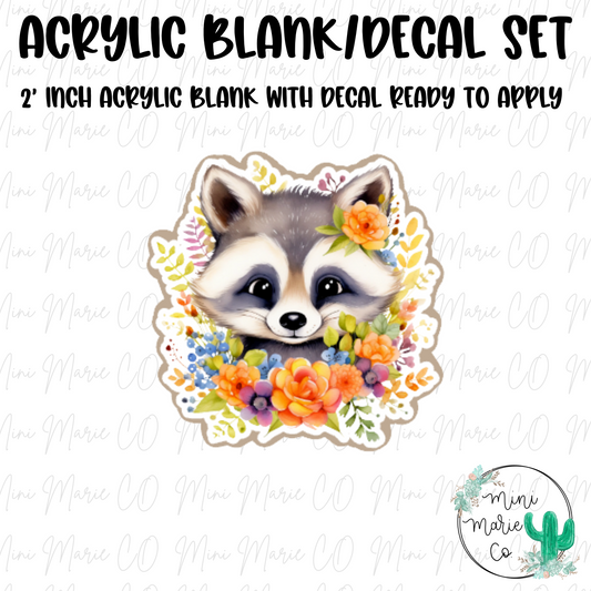 Flower Raccoon Acrylic Blank/Decal Set