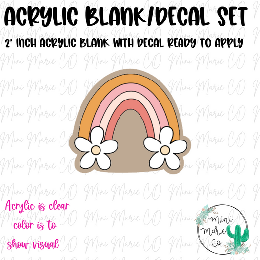 Orange Pink Rainbow (space to add name/credentials) Acrylic Blank/Decal Set
