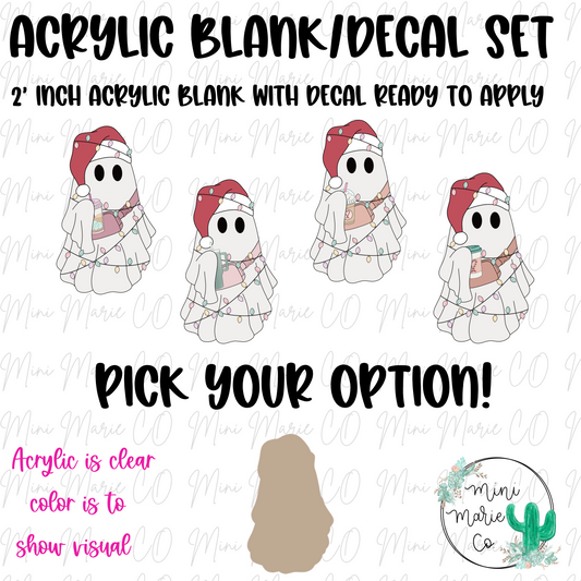 Santa Ghostie With Drinks Acrylic Blank/Decal Set