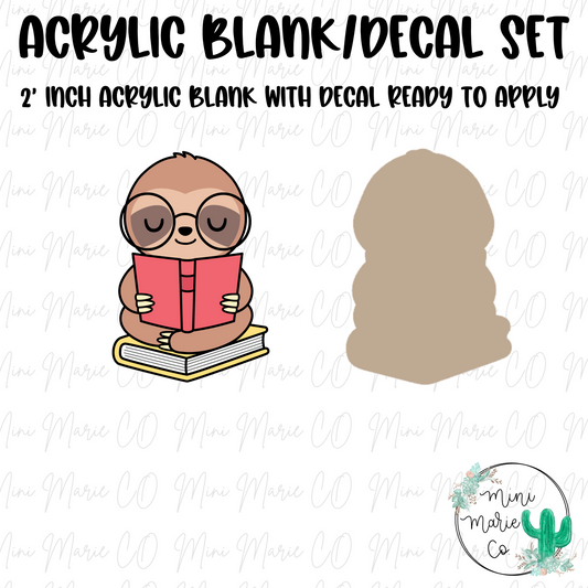 Sloth Book Acrylic Blank/Decal Set