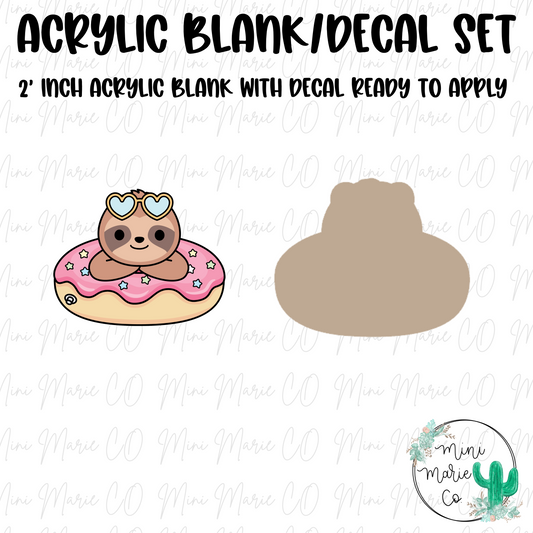 Sloth Donut Acrylic Blank/Decal Set