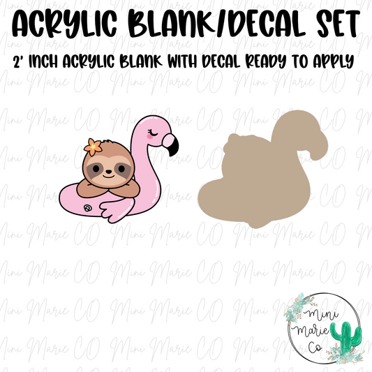 Sloth Flamingo Acrylic Blank/Decal Set