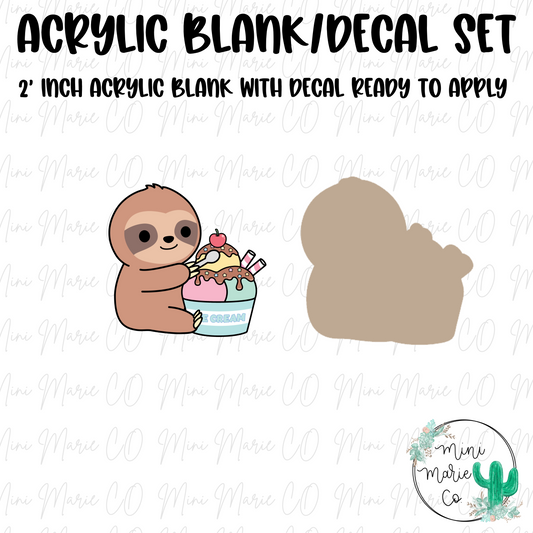 Sloth Ice Cream Acrylic Blank/Decal Set