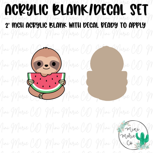 Sloth Watermelon Acrylic Blank/Decal Set