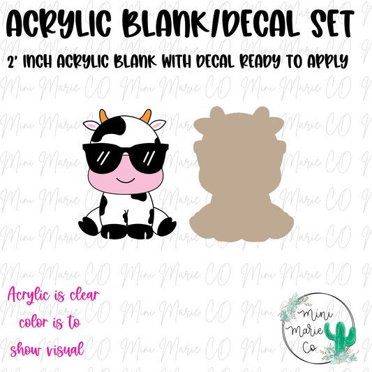 Sunglasses Cow Acrylic Blank/Decal Set