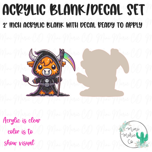 Grim Highland Cow Acrylic Blank/Decal Set