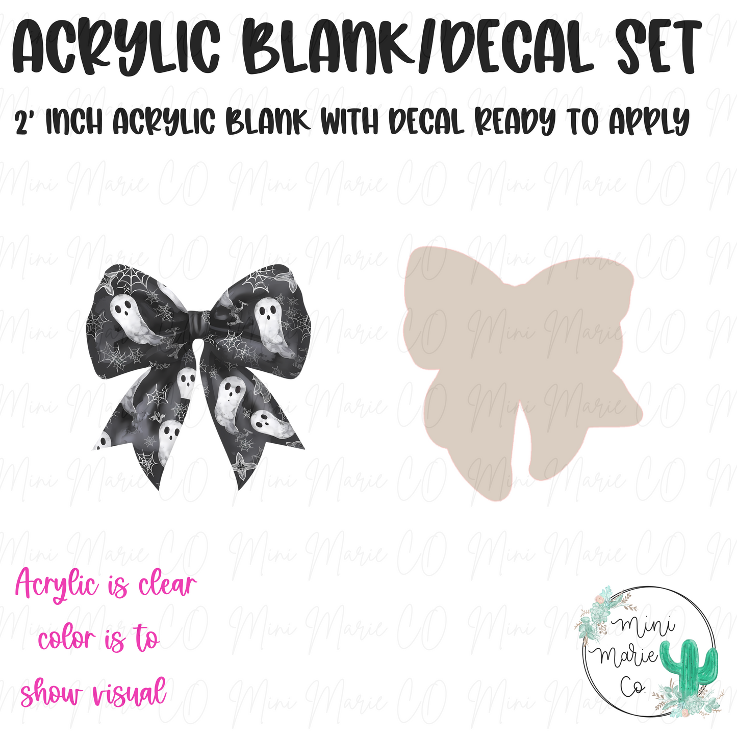 Black Ghost Bow Acrylic Blank/Decal Set