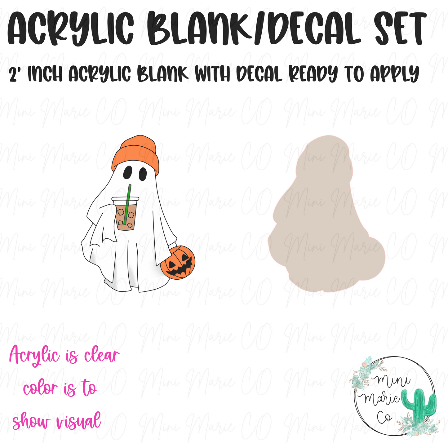 Beanie Ghost Iced Coffee Pumpkin Acrylic Blank/Decal Set