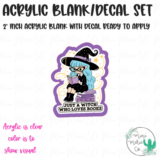 Witch who loves Books Acrylic Blank/Decal Set