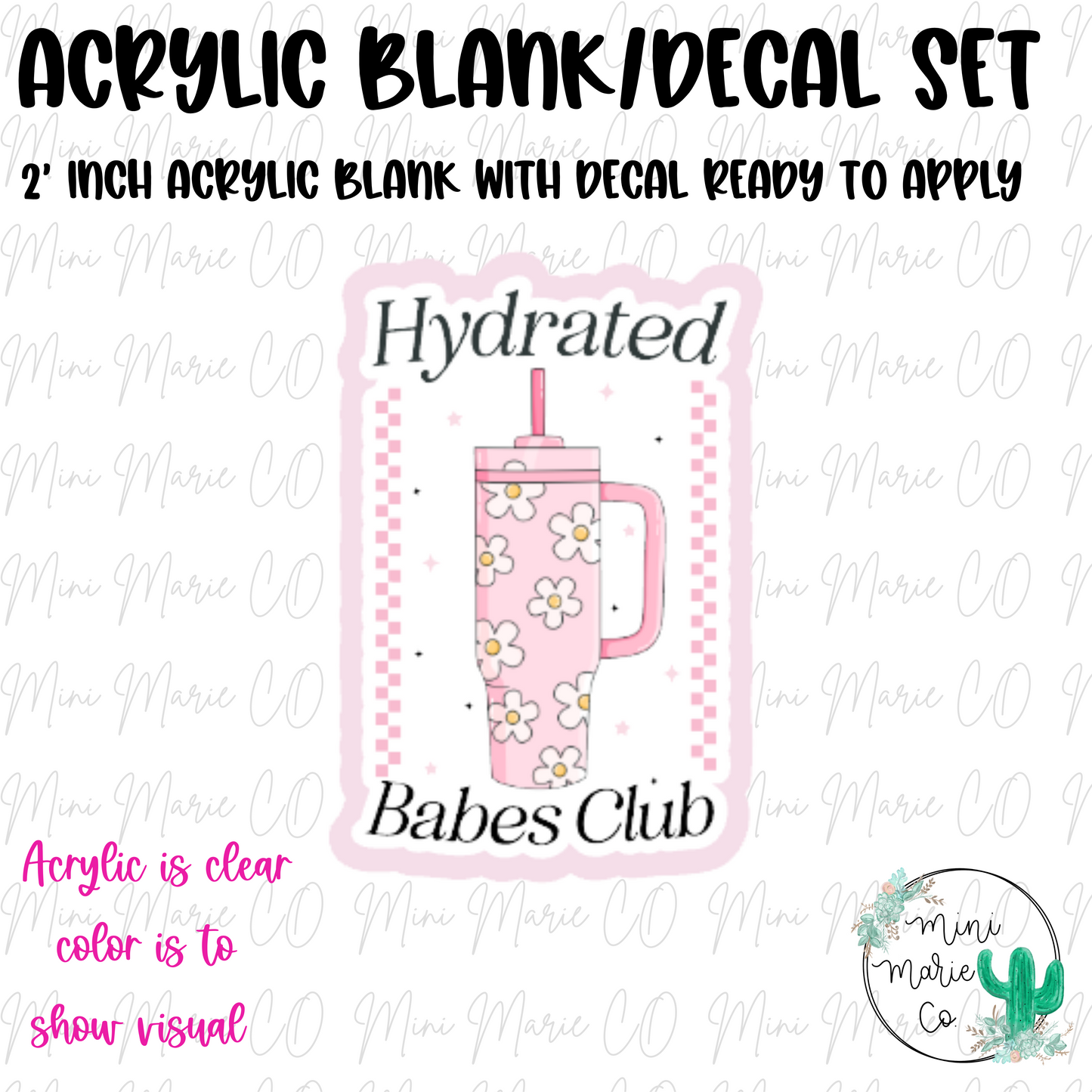 Hydrated Babes Club Acrylic Blank/Decal Set