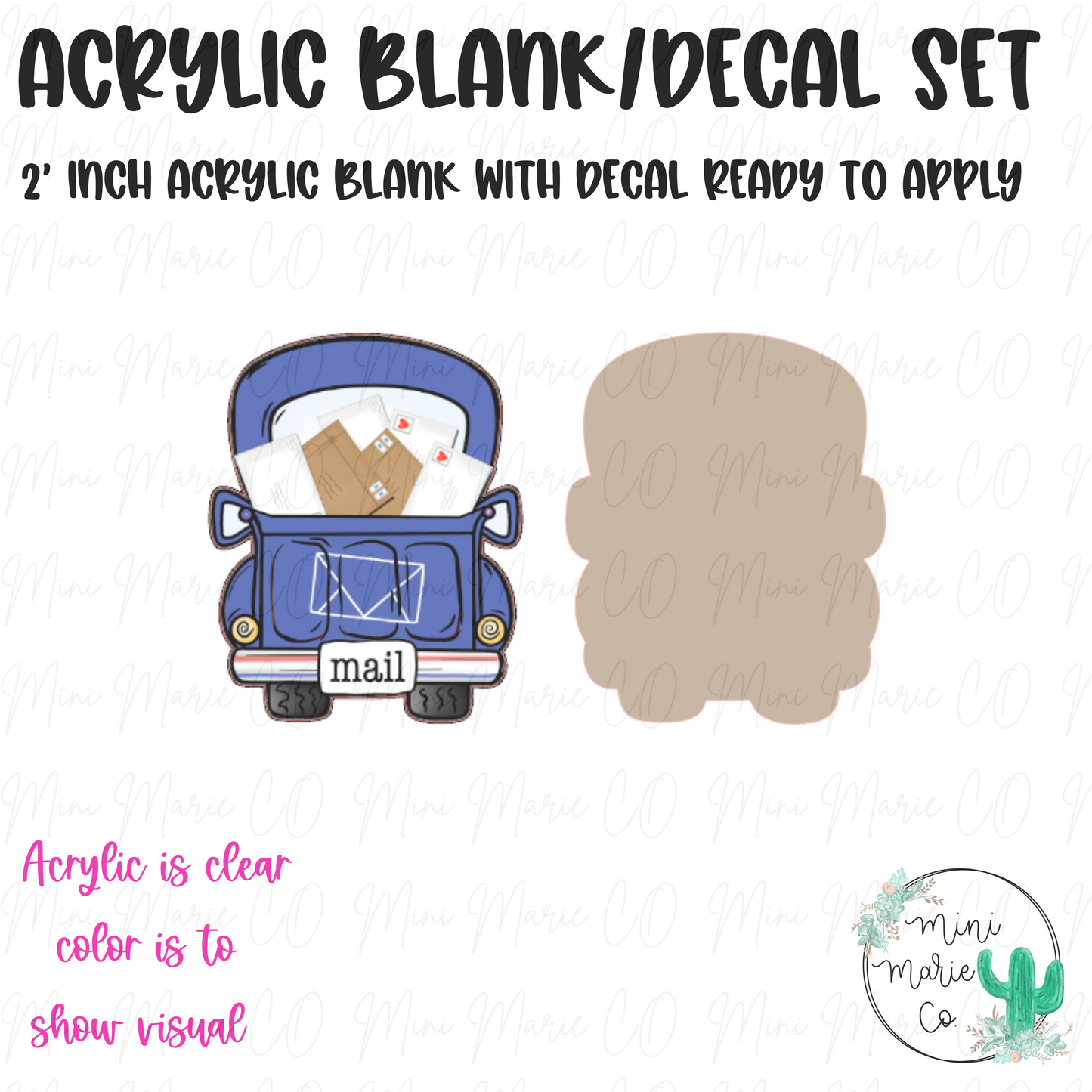 Mail Truck Acrylic Blank/Decal Set