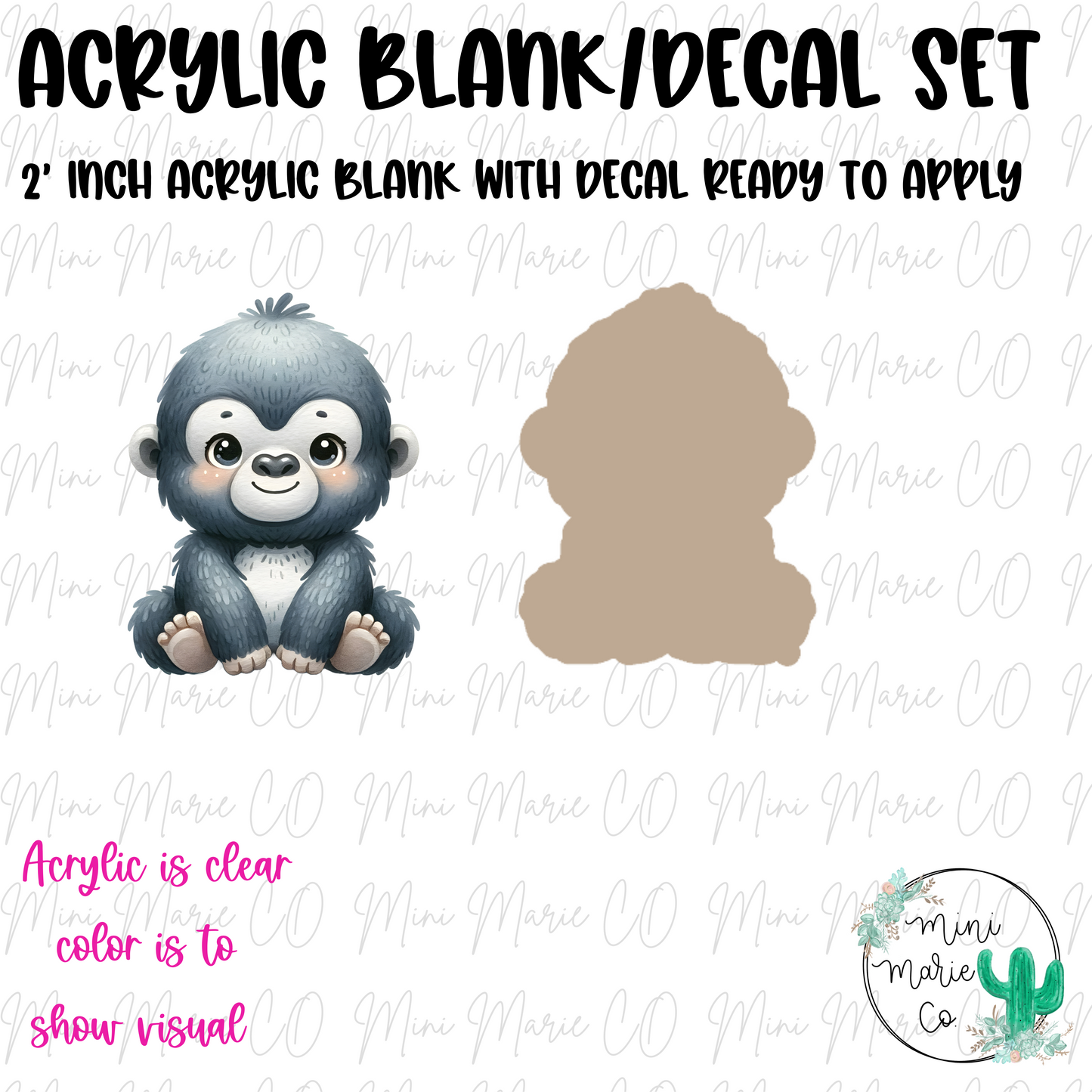 Gorilla Acrylic Blank/Decal Set