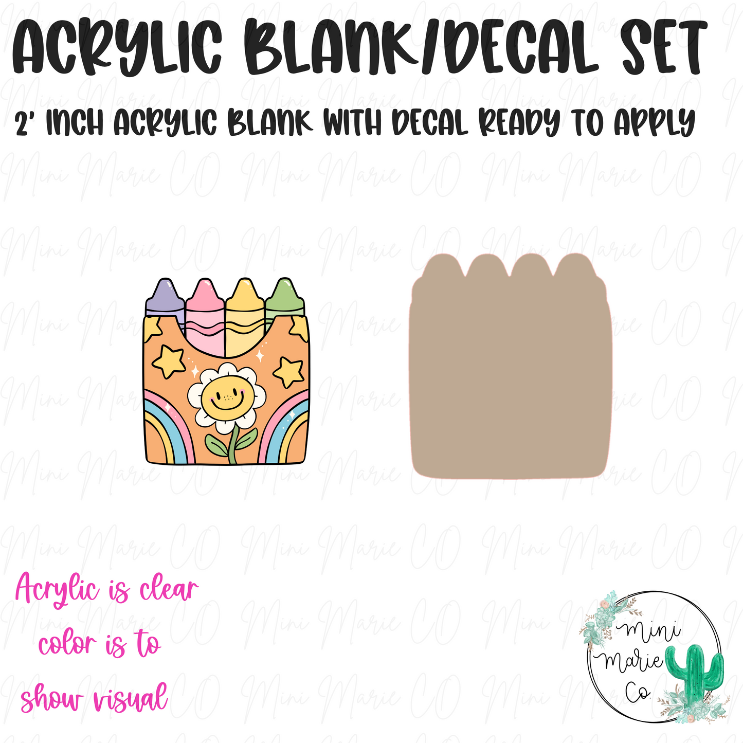 Cute Crayons Acrylic Blank/Decal Set