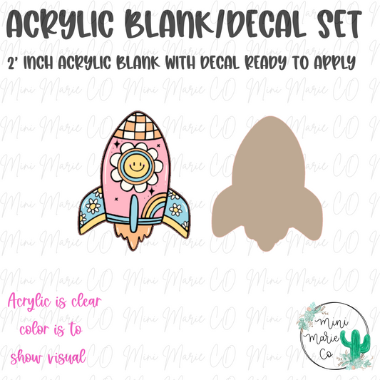 Rocket Ship Retro Acrylic Blank/Decal Set