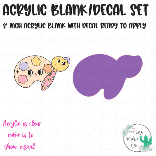 Paint Palette and Brush Acrylic Blank/Decal Set