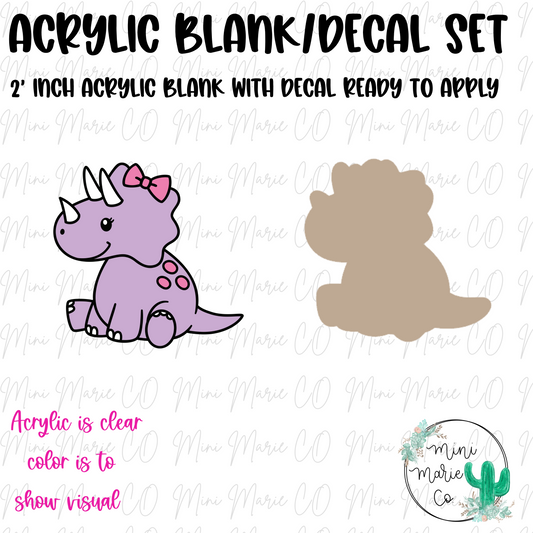 Triceratops with Bow  Acrylic Blank/Decal Set